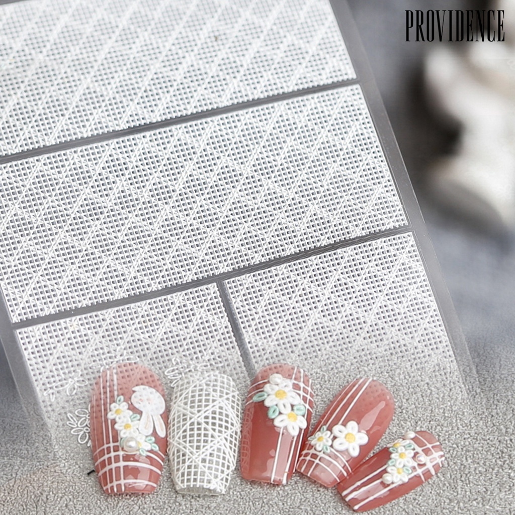 Providence Ultra Thin Nail Mesh Sticker Hollow 5D Effect White Grid Net Line Styles Nail Tips Manicure Art Making