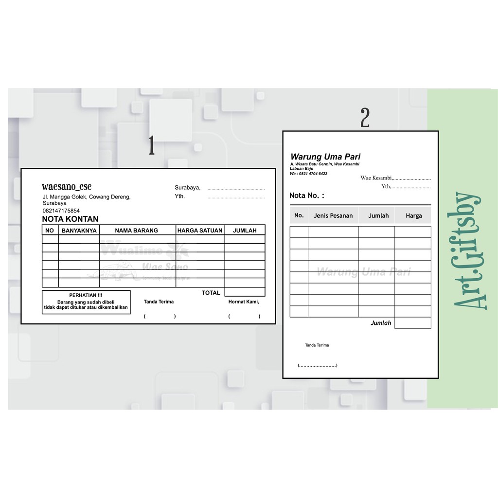 

Nota Costum 1 ply - Onlineshop / Nota Murah (Upload Ulang)