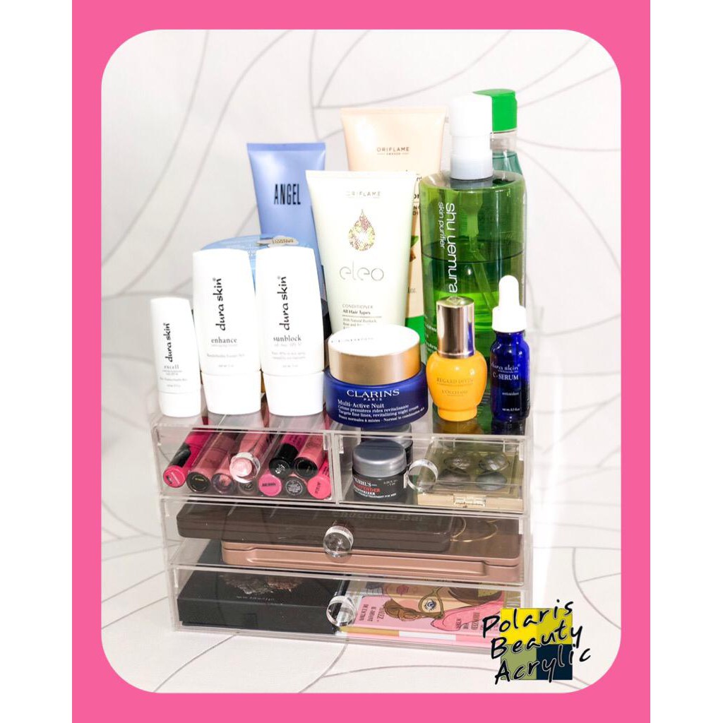 RAK KOSMETIK ACRYLIC-TEMPAT MAKEUP AKRILIK-BEAUTY CASE AKRILIK-BEAUTY BOUNTY MAKEUP ORGANIZER