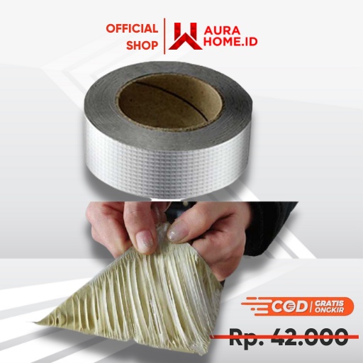 Lakban Aluminium Foil Adhesive Super Tape / Lakban Perekat Isolasi Solasi Lem  Ajaib Khusus Tambal Penambal Talang Panci Ember Bak Mandi Seng Atap Pipa Jok Ledeng Toren Tandon Batam Kolam Terpal Paralon Kasur Angin Asbes Anti Bocor Anti Air Super Kuat Mur