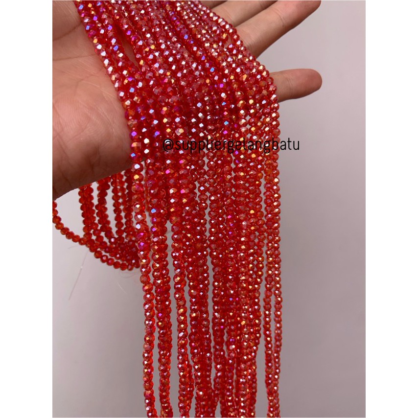 Kristal Ceko 4mm red quartz merah kuarsa bahan aksesoris premium craft