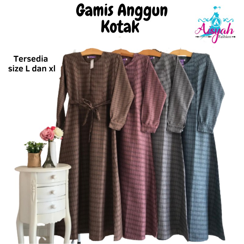 Gamis Syari Kekinian Kotak Kotak Terbaru 2021