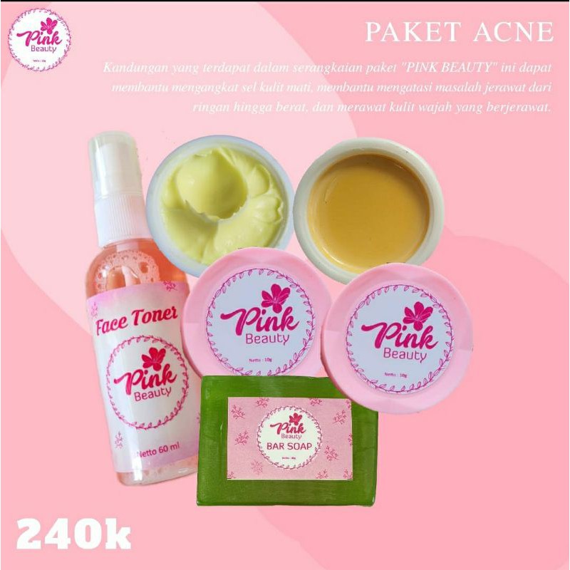 PINK BEAUTY PAKET ISI 4( siang,malam,sabun,toner)