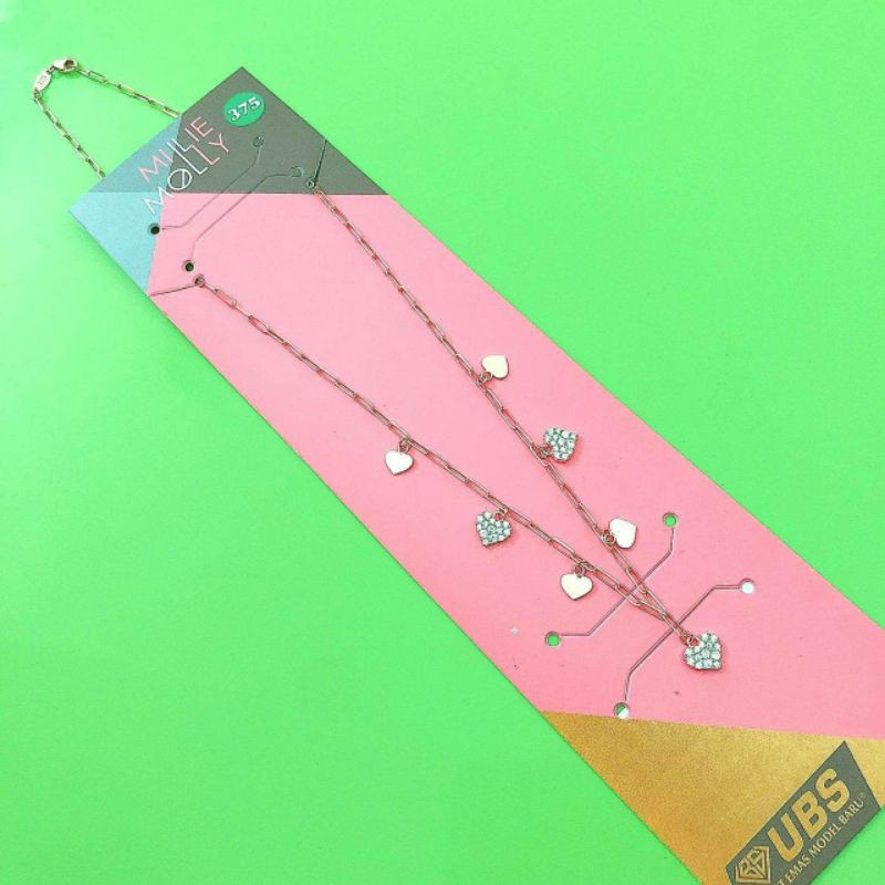 Kalung rantai pipih paperclip paperlina love mata putih kadar 375 UBS