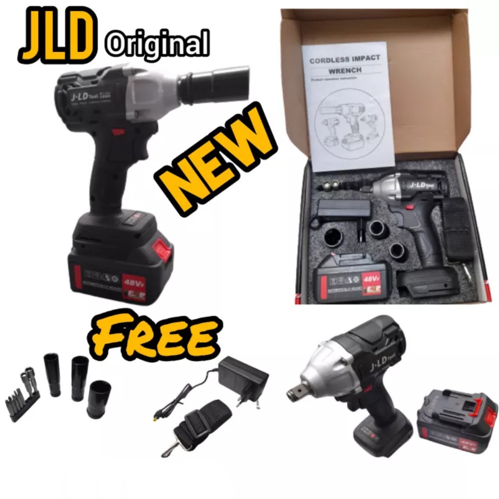 ℡NewBisa COD✔️ [1BATERAI] Bor Cordless Wrench JLD 48S Impact CORDLESS IMPACT WRENCH 48S By JLD Too