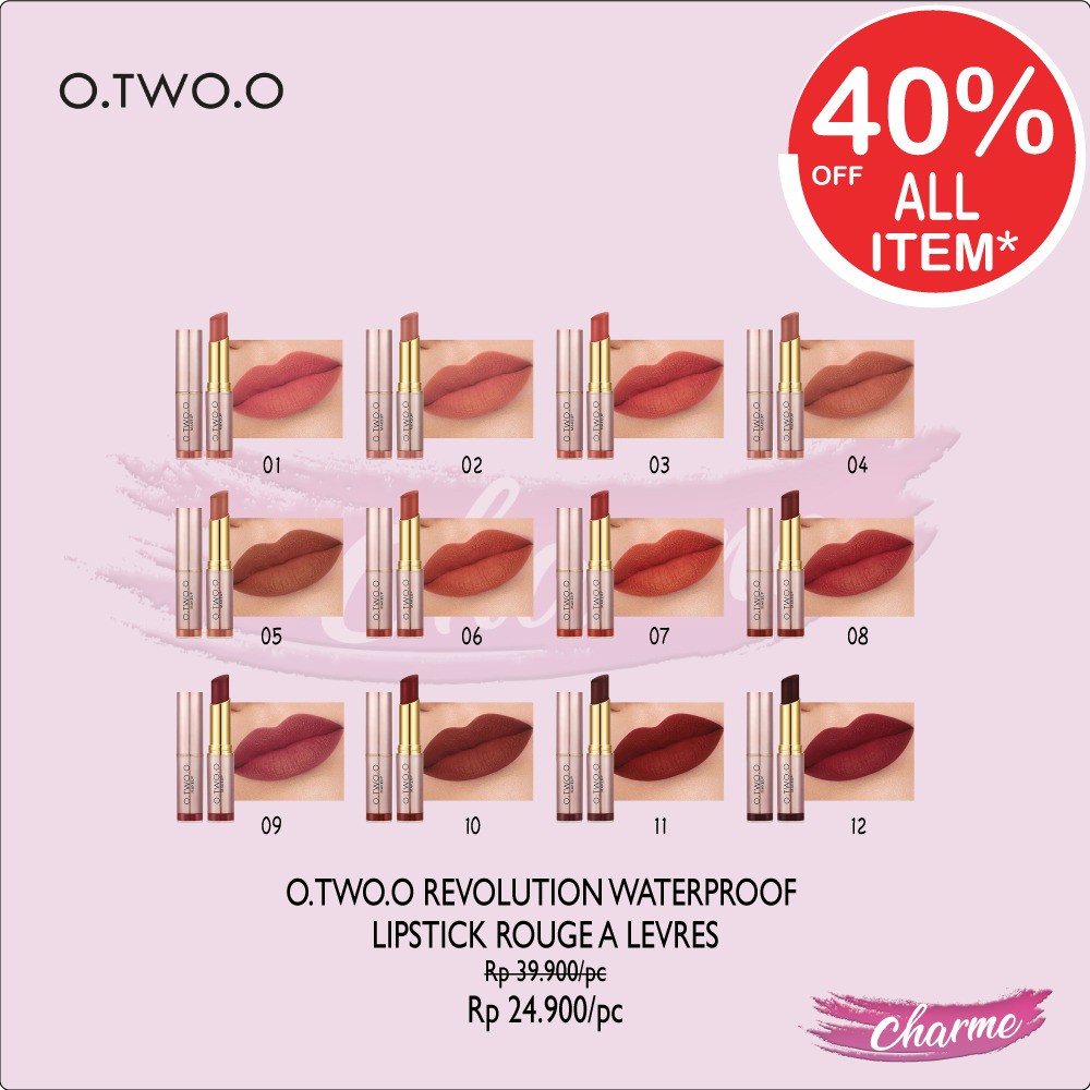 (READY &amp; ORI) O.TWO.O Revolution Waterproof Lipstick Rouge A Levres 9095