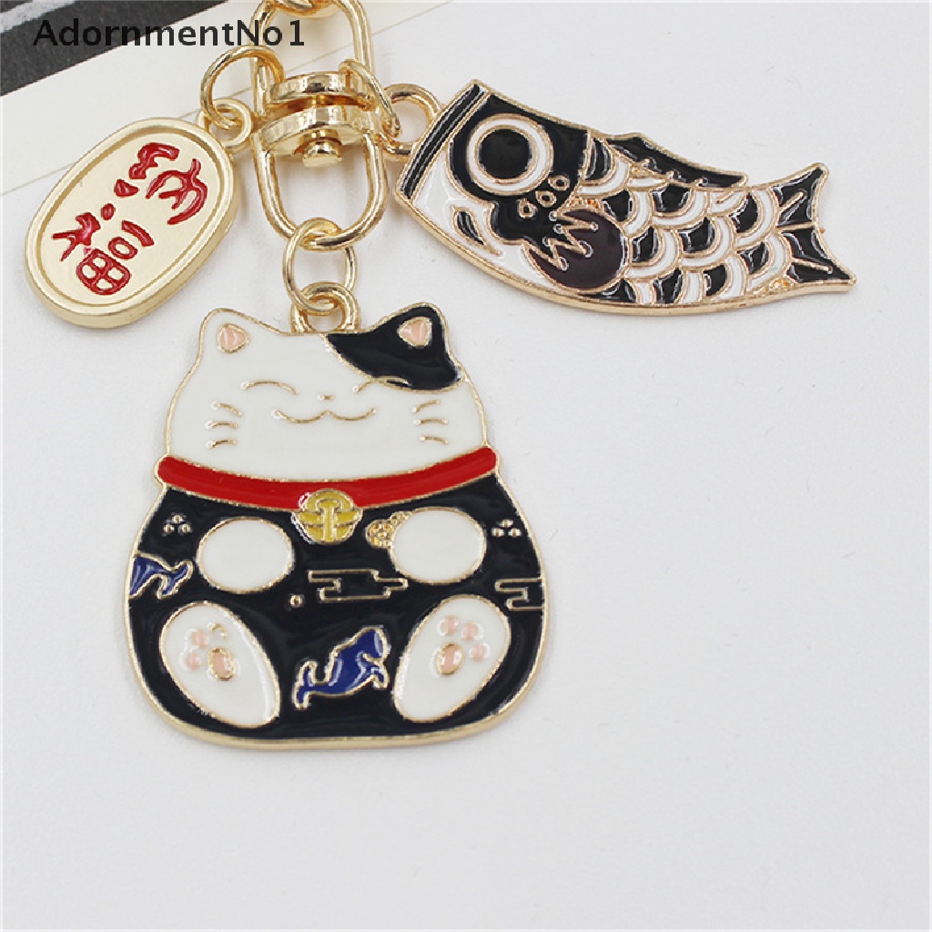 (AdornmentNo1) Gantungan Kunci Bentuk Kucing Keberuntungan Bahan Alloy