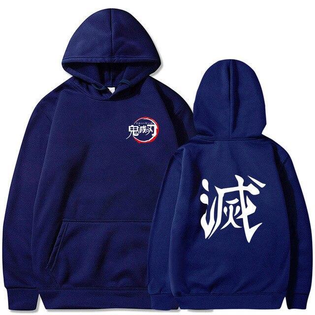 Sweater Anime DEMON SLAYER Oblong / Hoodie DESTROY KANJI SIMBOL Jumper Pria Wanita Size S M L XL XXL XXXL