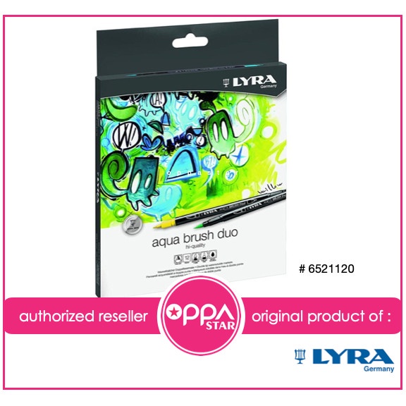 

kaligrafi-perlengkapan- lyra dual brush pen - aqua brush duo set 12 #1120 -perlengkapan-kaligrafi.