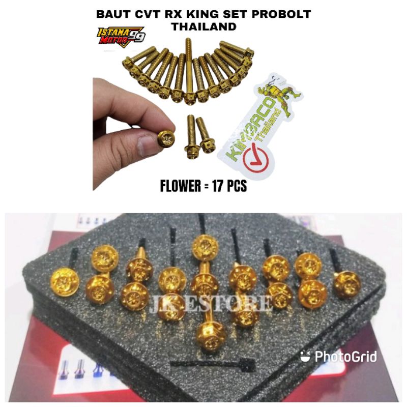 BAUT CVT PROBOLT RX-KING FLOWER SATU SET 17 PCS CVT RX KING PROBOLT FLOWER THAILAND ORIGINAL IMPORT