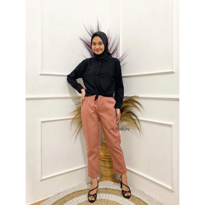 Baggy Pants Katun Wanita dhezhe - Celana Panjang Wanita Katun - Celana kantor wanita - celana polos panjang wanita