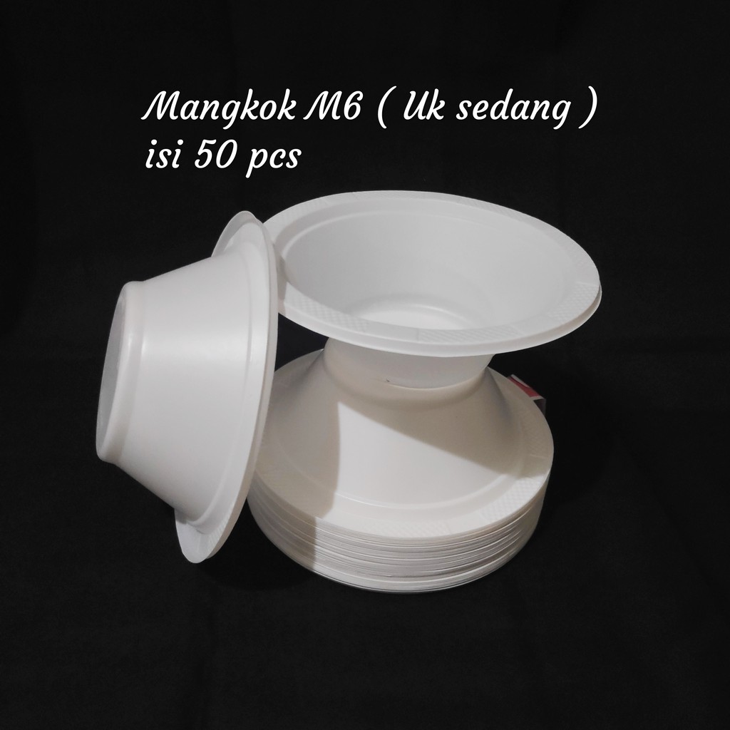 Mangkok Plastik Putih M-7 (isi 50 pcs) / Mangkok M-6 (50 pcs) / mangkok M-5 (50 pcs), Mangkok Bakso soto