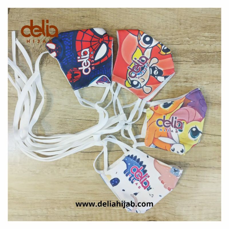 TERBARU / Masker anak / Masker Karakter / Masker kartun anak / Masker delia / delia hijab