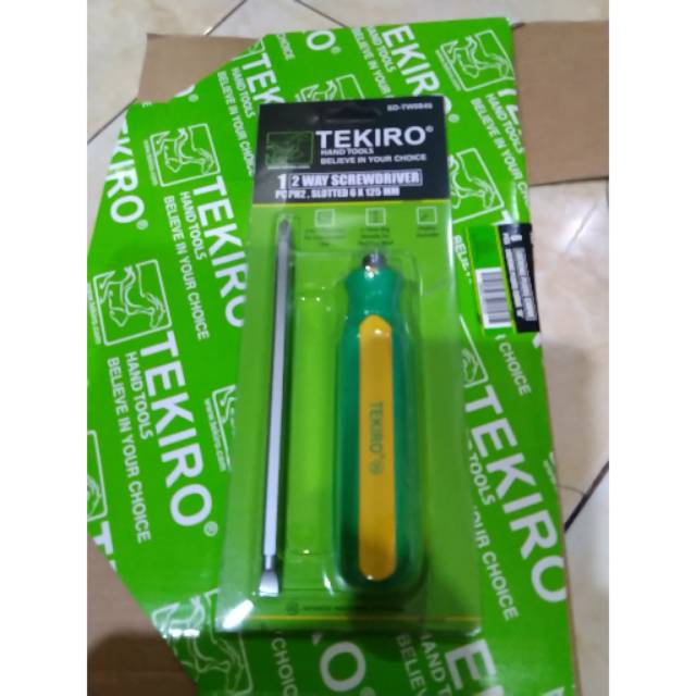 TEKIRO obeng 2 arah hijau kuning obeng bolak balik plus minus ORIGINAL