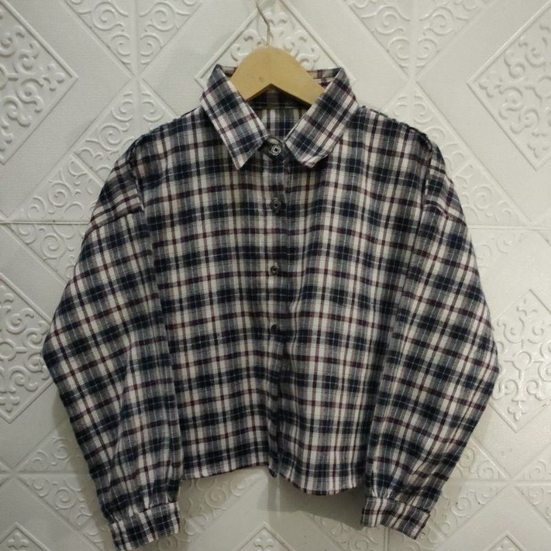 crop top tartan / crop top flanel / kemeja crop wanita-Motif 20