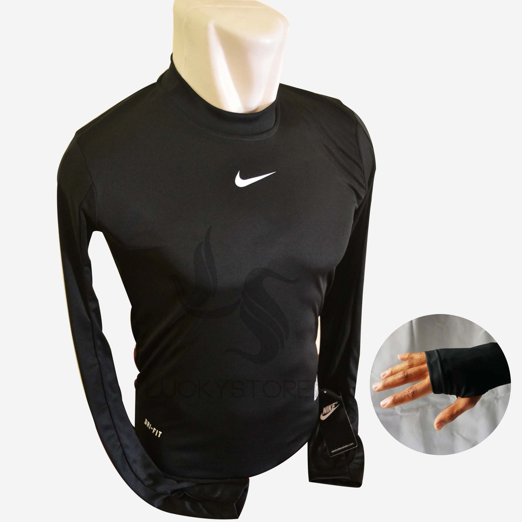 Baselayer manset baju kaos ketat panjang thumbole nikee