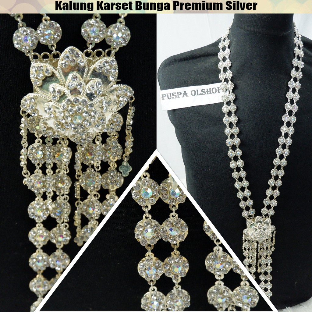 Kalung Karset Bunga Premium Silver