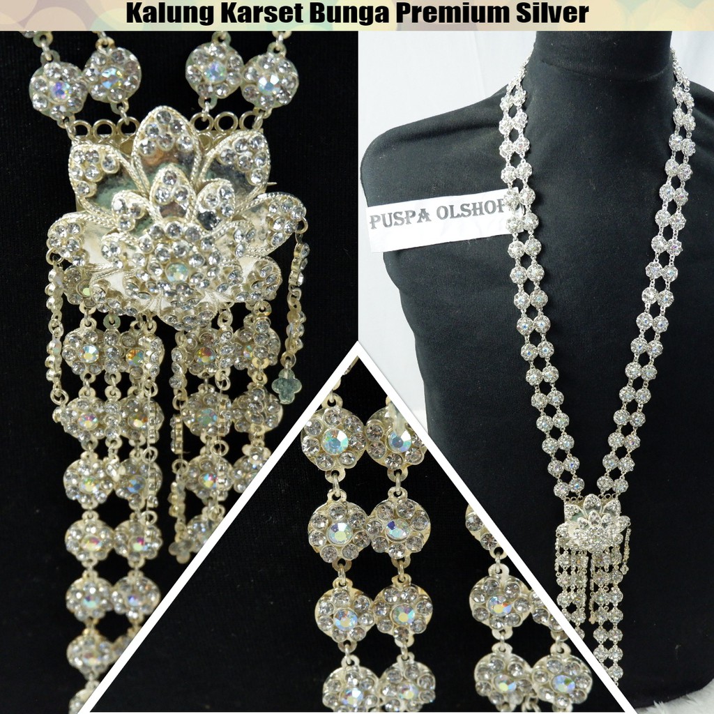 Kalung Karset Bunga Premium Silver