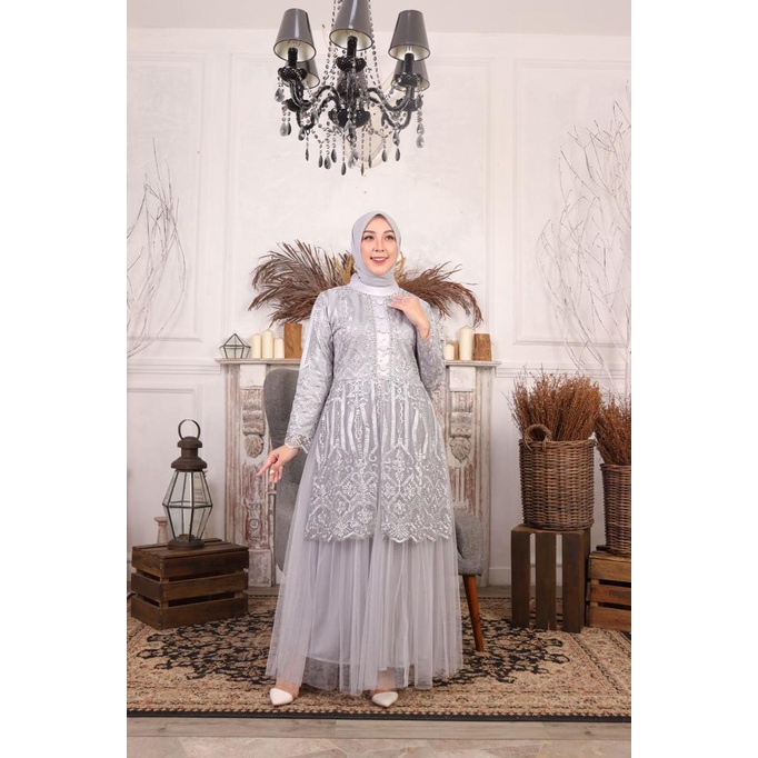 Dress Hayfa FM / Kebaya Gamis Modern / Kebaya Gamis Kondangan / Gamis Pesta Mewah / Gamis Modern / Gamis Brukat / Gamis