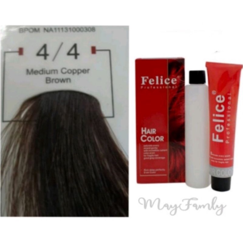 Hair color profesional cat rambut felice 4.4 medium copper brown