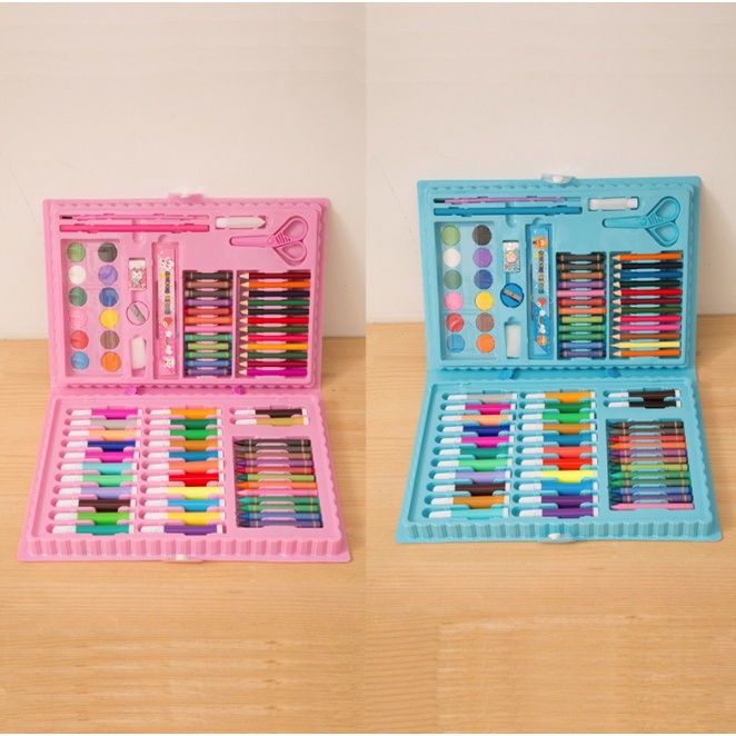 Stationary Set isi 86 Pensil Crayon Warna Cat Air / Perlengkapan Sekolah Menggambar Anak / Alat Warna