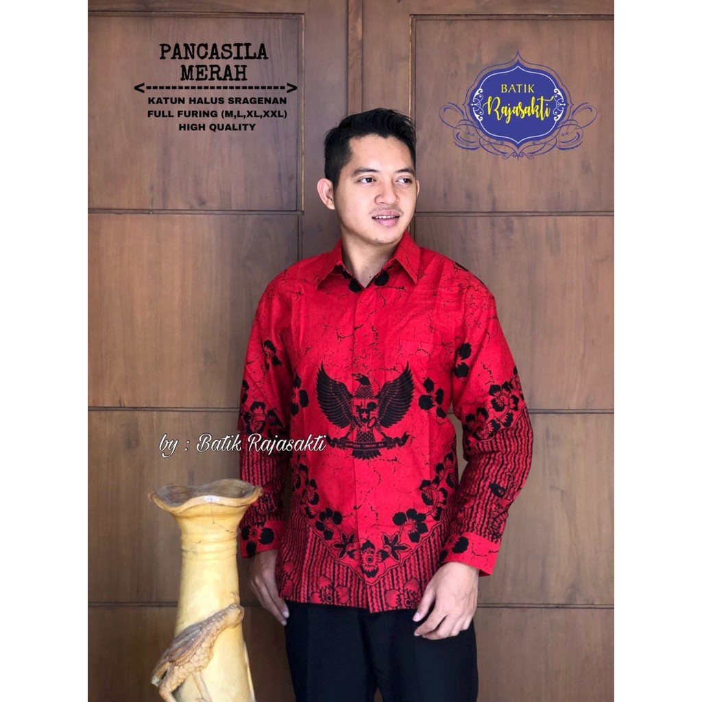 PANCASILA MERAH RAJASAKTI KEMEJA BATIK SOLO PRIA LENGAN PANJANG PENDEK LAPIS FURING ATASAN PREMIUM MODERN KATUN HALUS KUSUMAWIJAYA3 KUSUMAWIJAYA TWO KUSIMAWIJAYA PEN JAYANTAKA JAYANTAKA PEN JAYANTAKA 2 SK PARANG TWO SK PARANG TWOPEN JIWATRESNO JIWATRESNO