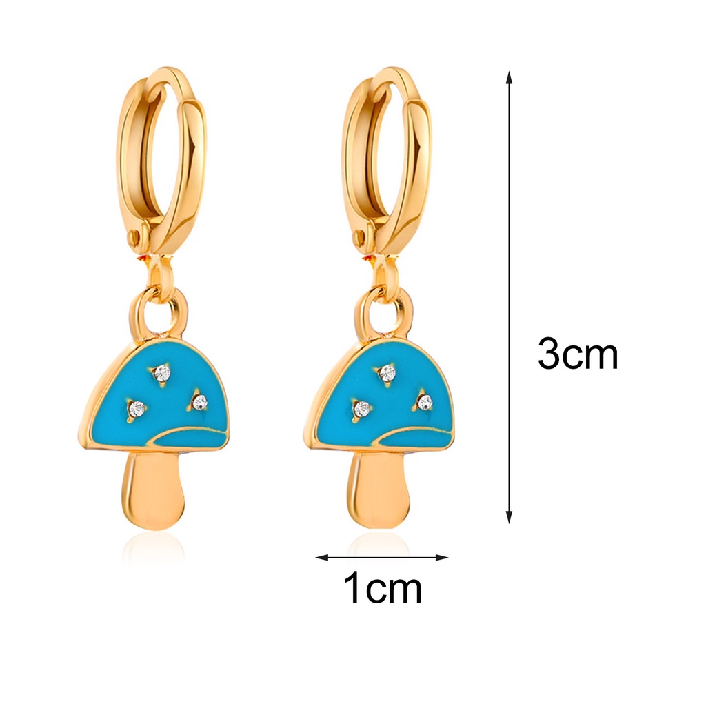 Hu Hu Hu Hu Hu Alat Bantu Pasang Kacamata♡ 1 Pasang Anting Klip Bentuk Jamur Aksen Berlian Imitasi Bahan Alloy Warna Cerah