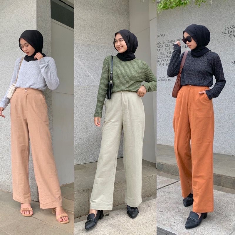 Kulot Linen Highwaist Seoul Kulot Linen Laura Slim Celana Kulot Linen Cullote / SEOUL Kulot Linen Pu