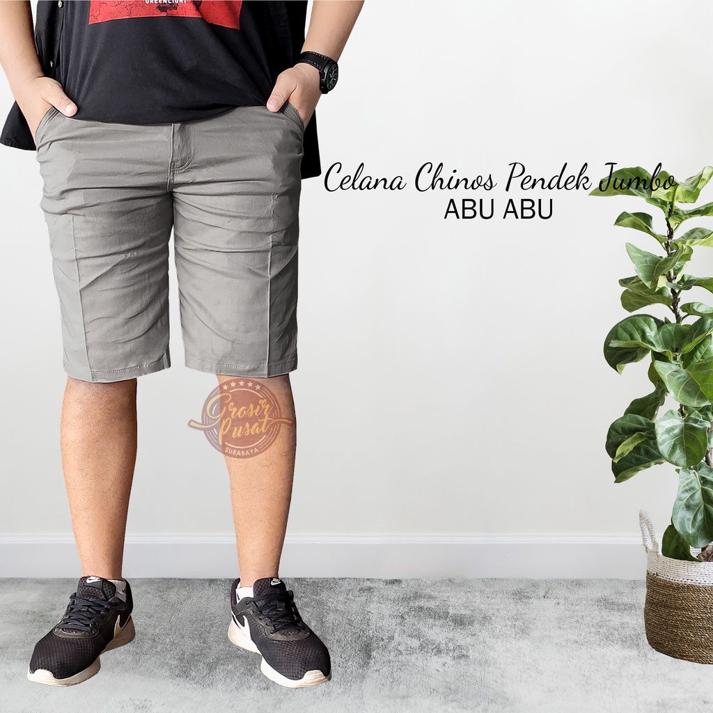 Celana Chino Pendek Premium Jumbo Abu 39 - 44