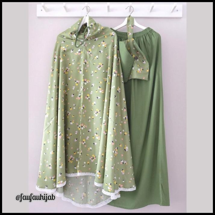 Mukena Selma Bunga Kecil Hijau (Tali Karet)