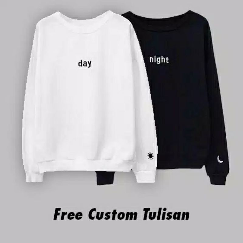 (S - 6XL)Sweater HUBBY WIFEY(CUSTOM TAHUN) DAY NIGHT KING QUEEN BIGSIZE OVERSIZE Crewneck COUPLE Jumbo Sweatshirt Korean Harajuku Women Fashion Matching Mom Dad