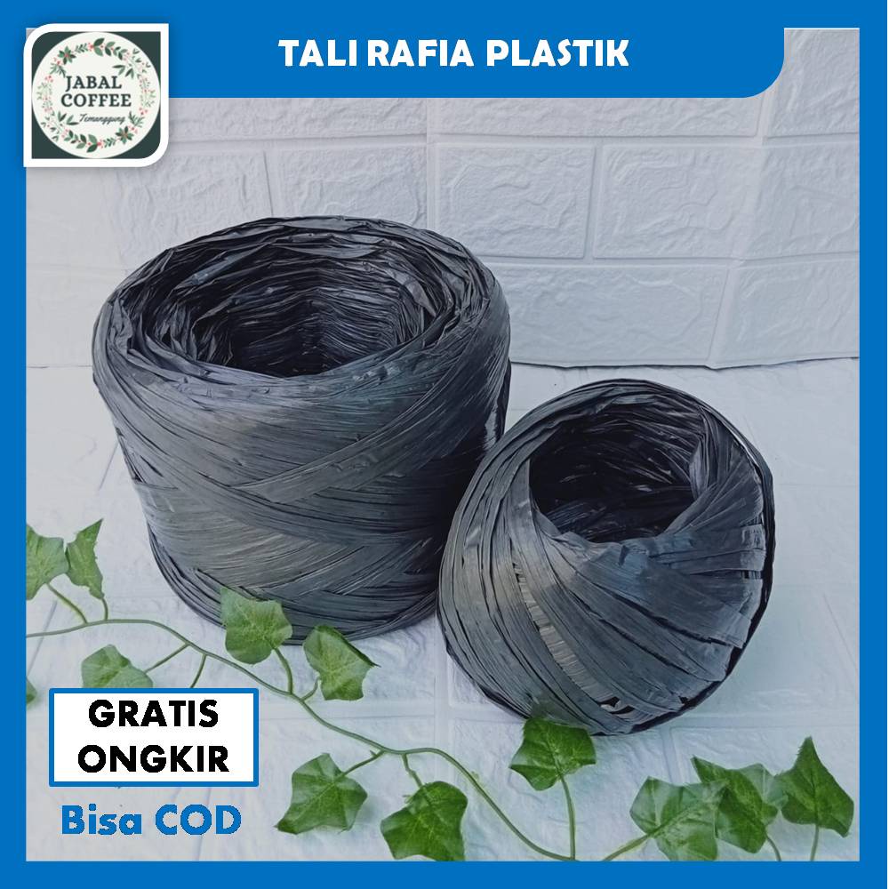 Tali Plastik Rapia / Tali Rafia Hitam Besar / Tali Rafia Gulungan Besar 900 Gram J121