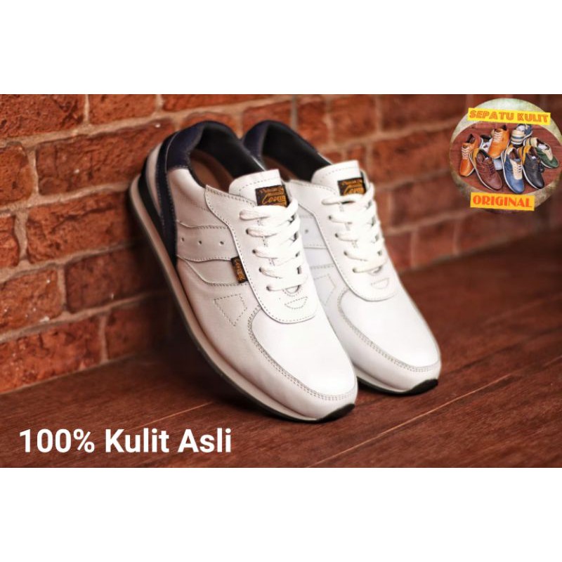 WOLF x CEVANY - 100% KULIT ASLI SNEAKERS PRIA KASUAL SPORTY CEVANY JELLAL PUTIH