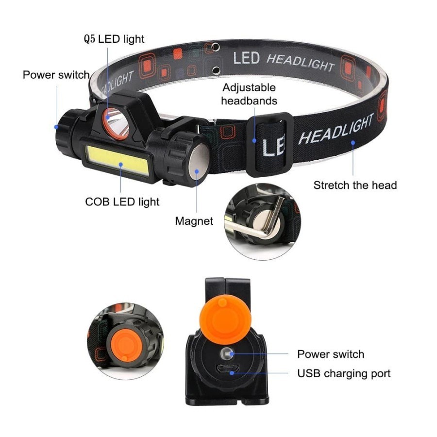 Senter Kepala COB LED Rechargeable / HEADLAMP SOROT