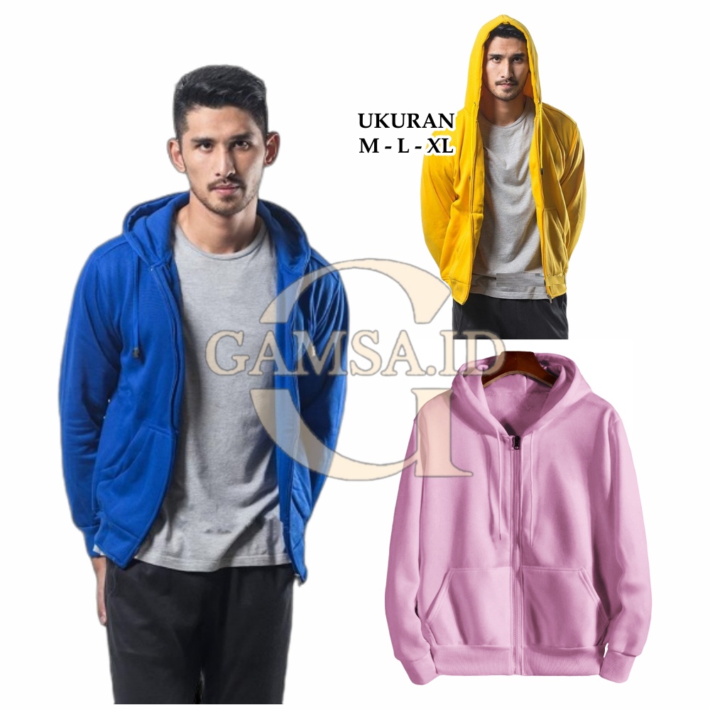 JAKET SWEATER HOODIE PRIA WANITA JACKET ZIPPER RESLETING KULIAH POLOS TANPA MERK