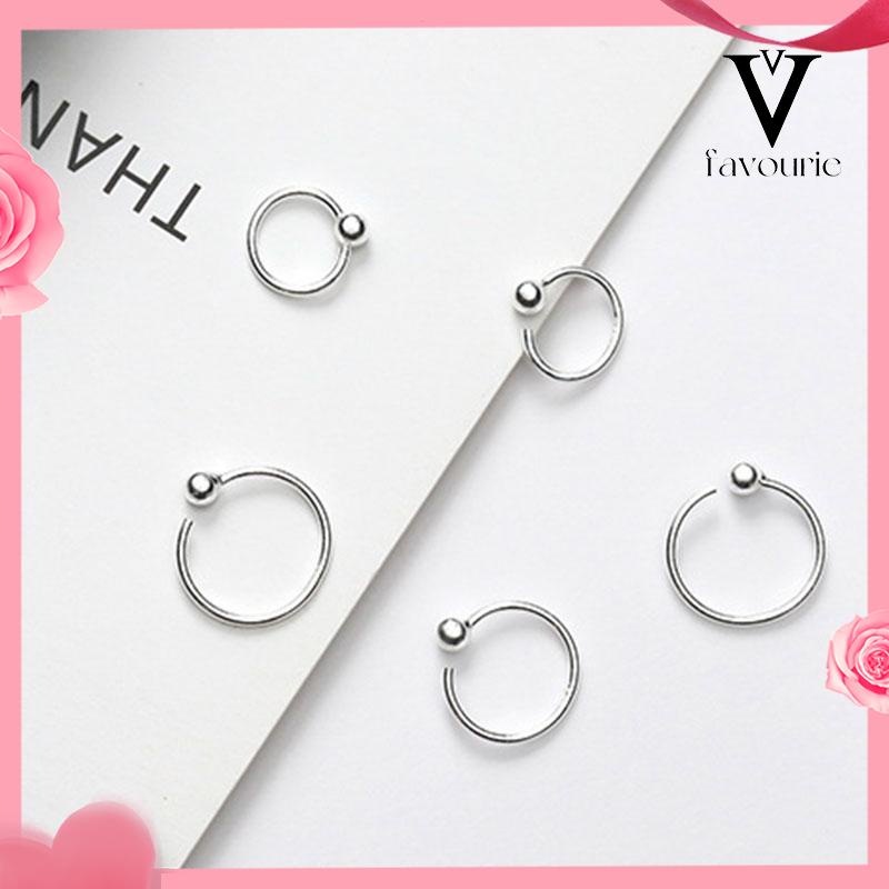 [COD]1 Perak Manik-manik Bulat Kecil Anting-anting Tulang Telinga Sederhana Perhiasan Hipoalergenik Wanita-FA