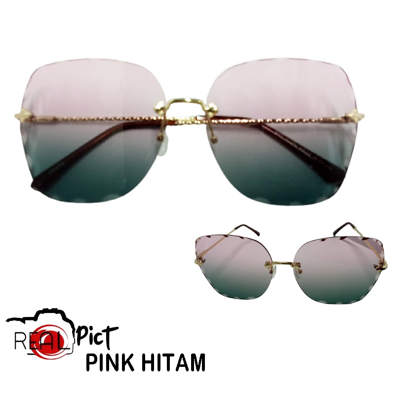 Kacamata Fashion Wanita Lensa Rimless - Kacamata Hitam Gradasi - Kacamata Kualitas Premium - Kacamata Mewah