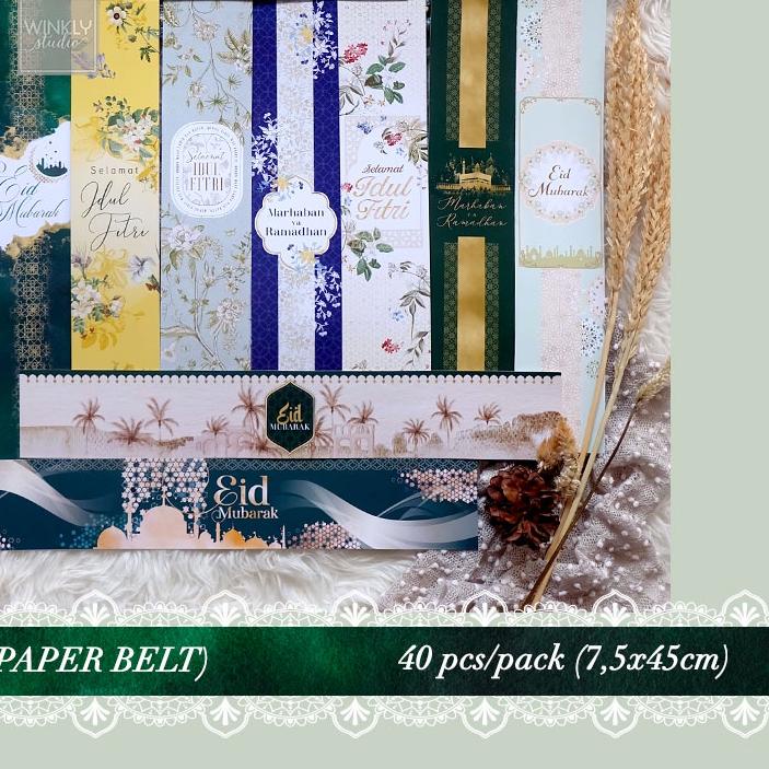 

✼ 40pcs LONG Paper BELT Lebaran 2022 / Sabuk Kertas Parcel Idul Fitri / Label Panjang Hampers SLEEVE ❇
