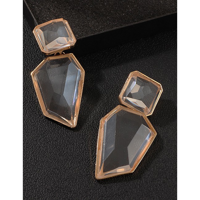 LRC Anting Tusuk Fashion Gold Geometric Irregular Resin Earrings D27998