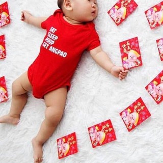 Barang Pilihan - Hey Baby Eat Sleep Poop Angpao Romper