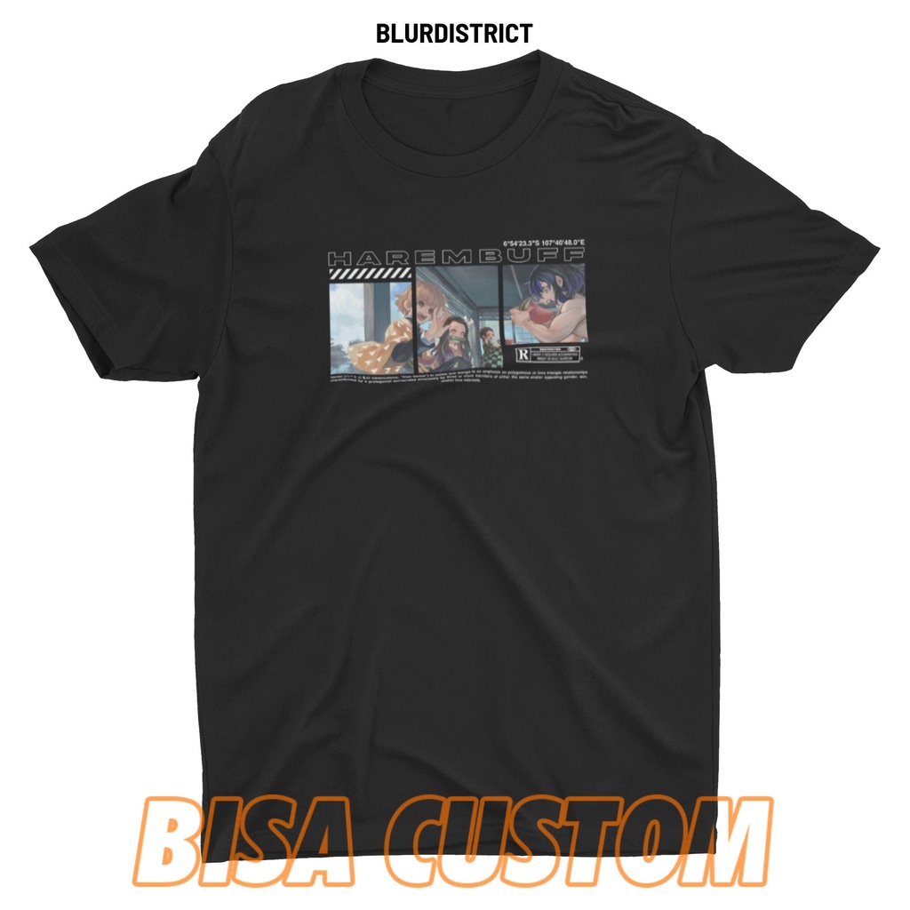 Kaos Demon Slayer  D594 Anime T Shirt Pria Hitam Distro Polos Lengan Pendek Wanita Baju Cowo Keren C
