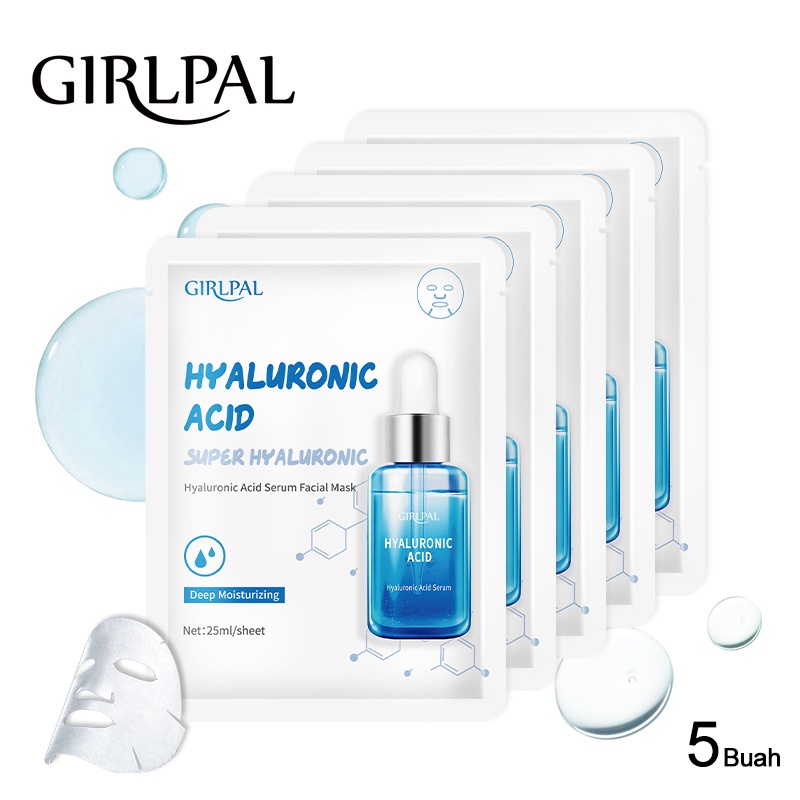 GIRLPAL HYALURONIC ACID SREUM FACIAL MASK Moisturizing Masker Face Sheet Mask Deep  Wajah Facial Skincare