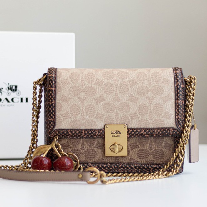 COACH 89068 New Fashion Bag Hatton Messenger Bag Tas Bahu Rantai Organ Flip Kecil Tas Persegi
