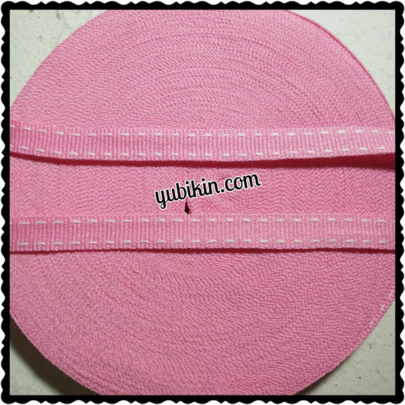 

1 Meter Pita Bis Ban 1cm Pink Bintik Putih 2 Sisi
