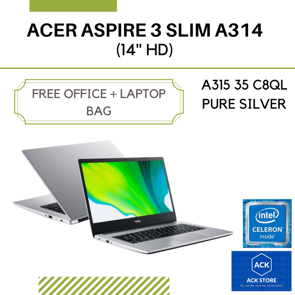 Laptop Acer Aspire 3 A314 35 C8QL Celeron N5100 4GB SSD 256GB Win10