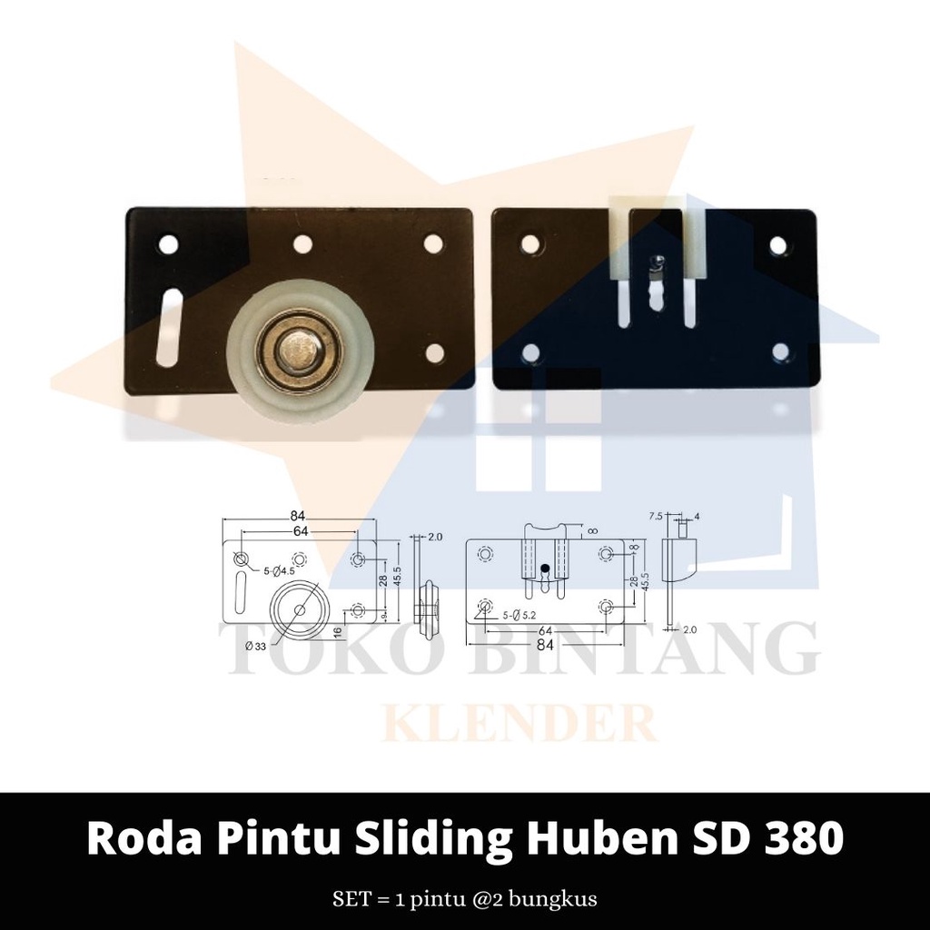 Roda Pintu Sliding Huben SD 380 (set @2pcs)