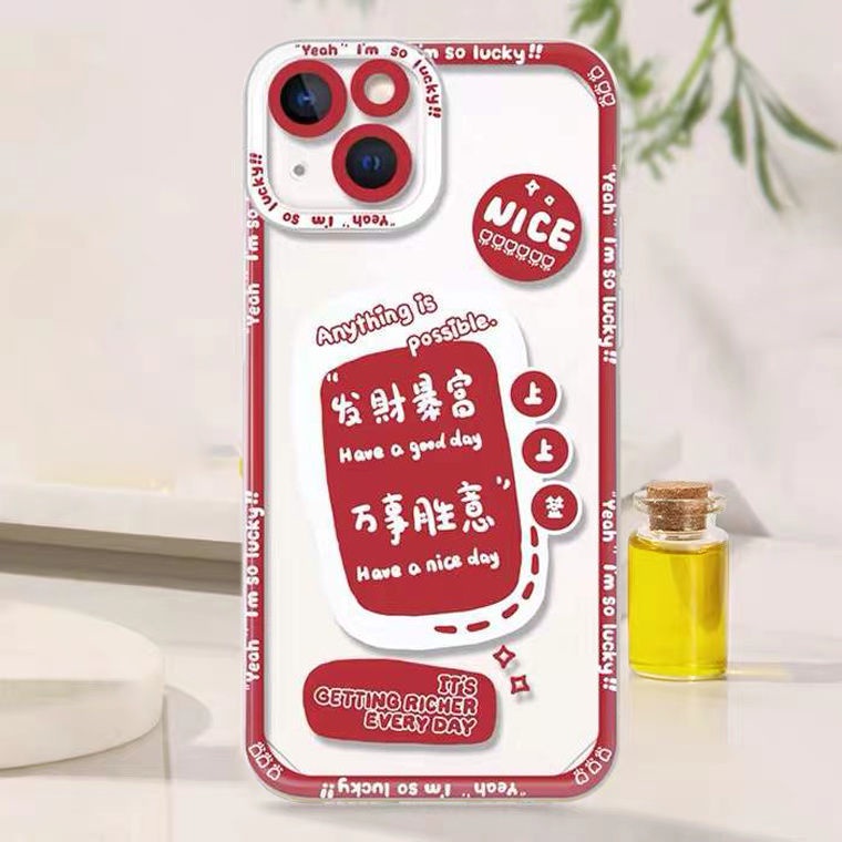 Soft Case Transparan Warna Merah Untuk Iphone 14 13 Pro Max 12 11 XS XR X 8 7 6 6s Plus