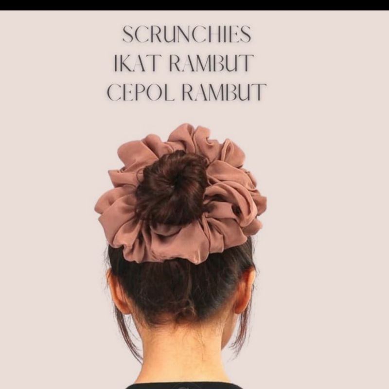 Scrunchie Scrunchies  Cepol Hijab Jumbo  Konde Hijab  Ikat Rambut Jumbo Bahan Diamond Crepe Bisa Pilih Warna