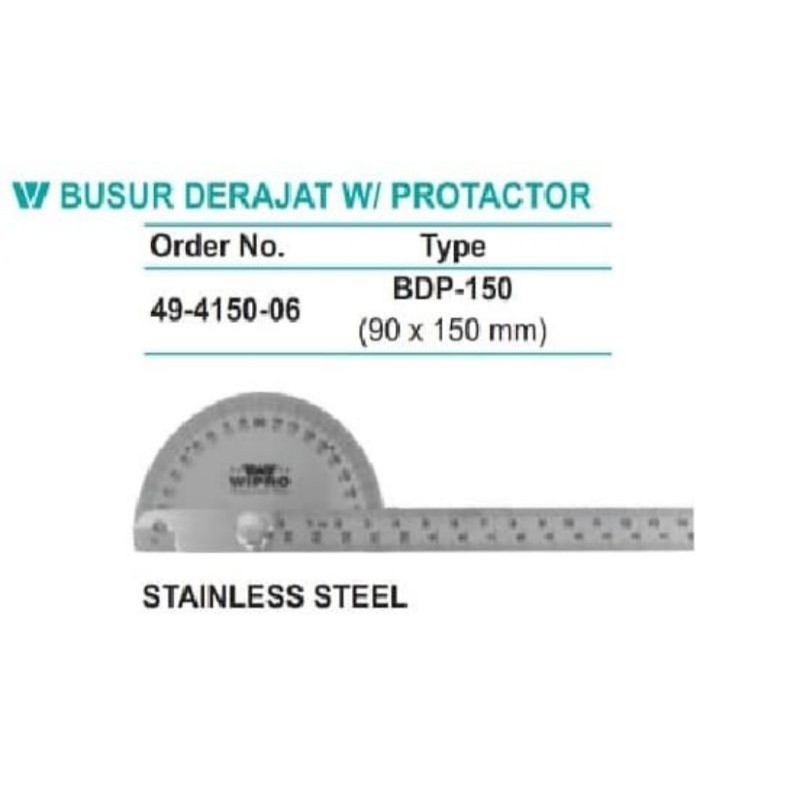 

WIPRO Protractor - Busur Derajat Stainless 6" - BDP-150 - Protactor