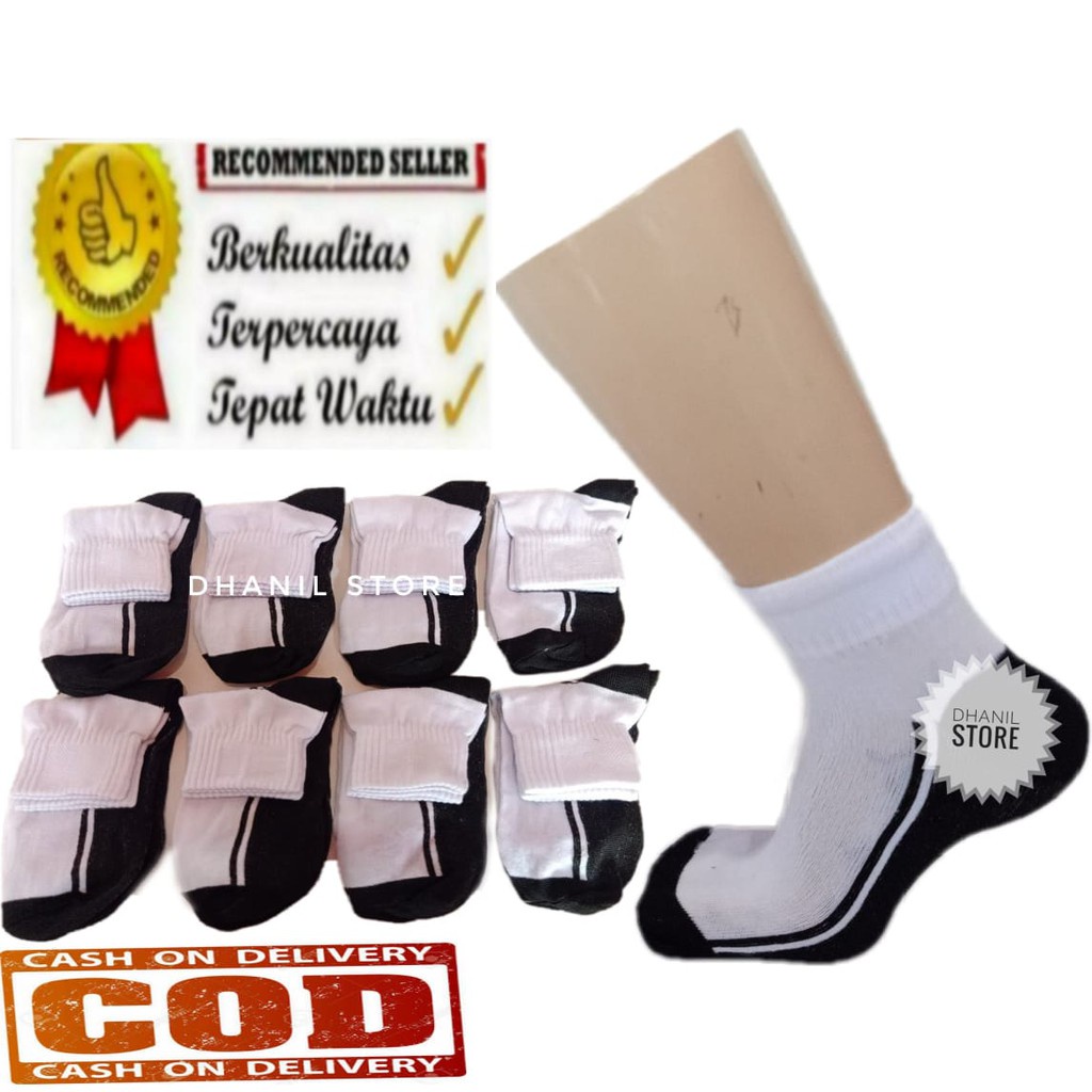 Kaos Kaki Pria Kerja Dewasa Pendek Hitam Putih / Kaos Kaki Sekolah Hitam Putih Pendek
